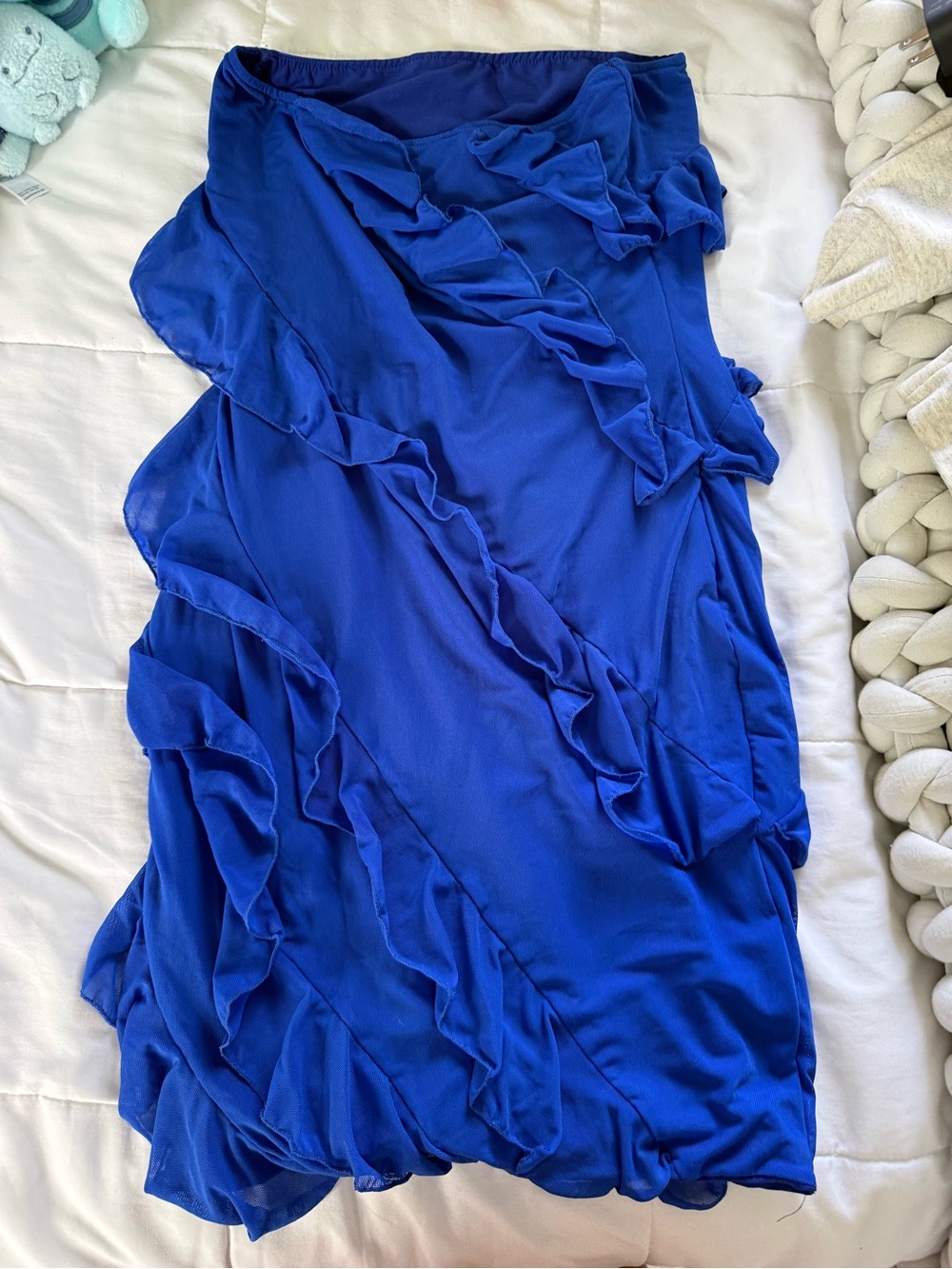 Amazon Royal Blue Ruffle Mini Dress - Picture 2 of 4